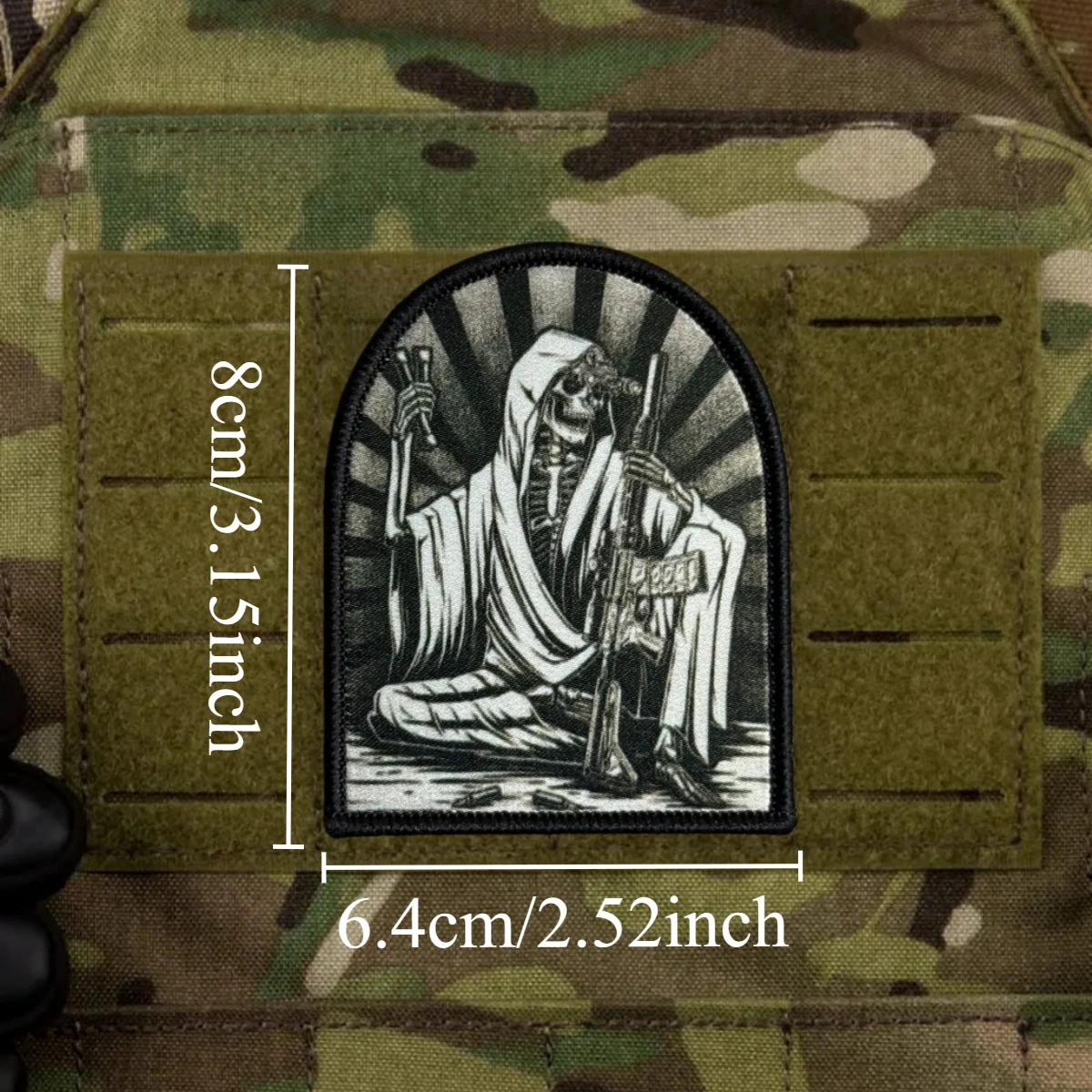 Parche táctico esqueleto soldado con luz de batalla, gancho y bucle - imagen 3