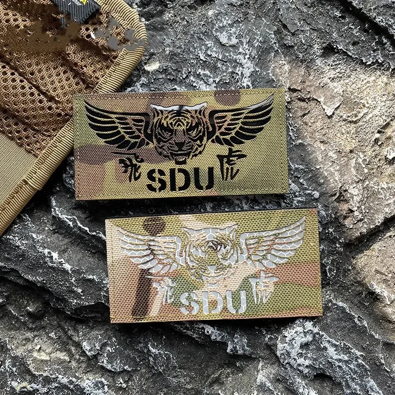 Insignias reflectantes talladas IR SDU FlyingTiger, parches de gancho y bucle, parche táctico de mochila, pegatinas militares para ropa - imagen 2