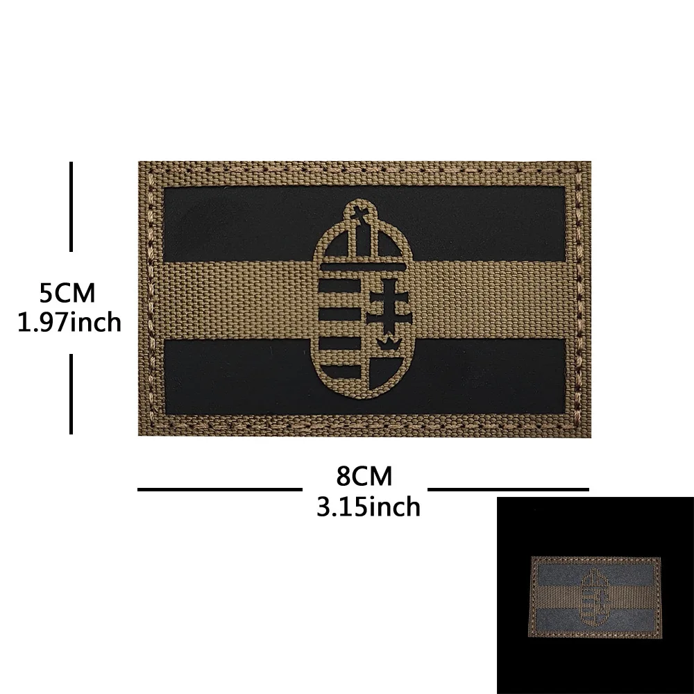 Parche reflectante IR bandera de Hungría con velcro para MOLLE - imagen 3