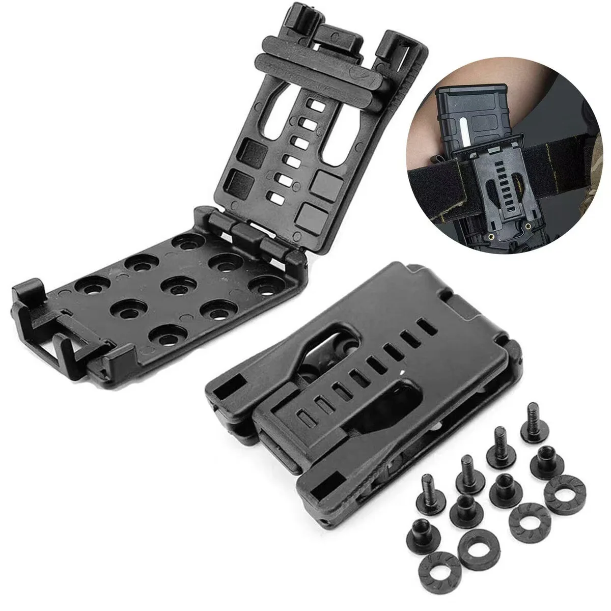 OPHIDIAN Bolsa para revistas de 5,56 mm y 7,62 mm con clip MOLLE y hebilla para cinturón Soporte para revistas universal Clip para cinturón/Clip trasero - imagen 5