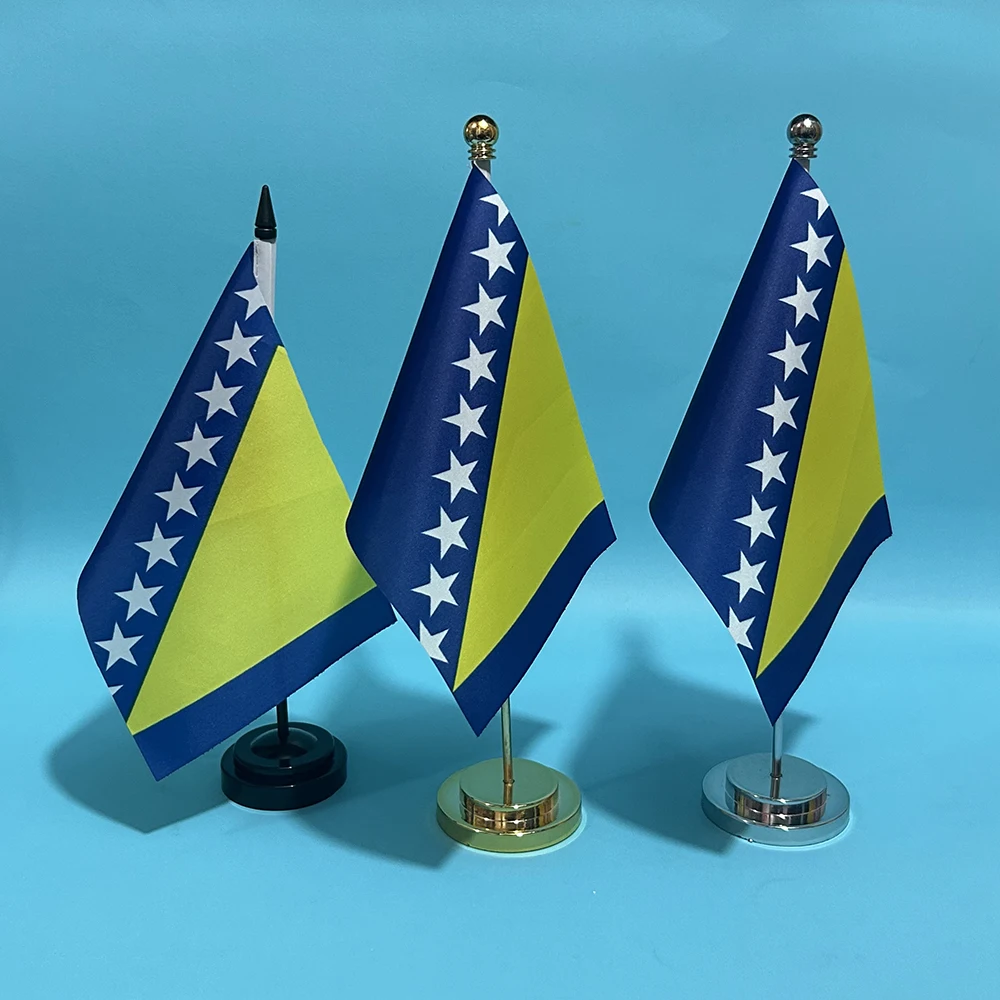 BANDERA DE SKY, escritorio de oficina, bandera pequeña de Bosnia y Herzegovina, 14x21cm, poliéster, bandera nacional ba, adornos de escritorio, banderas