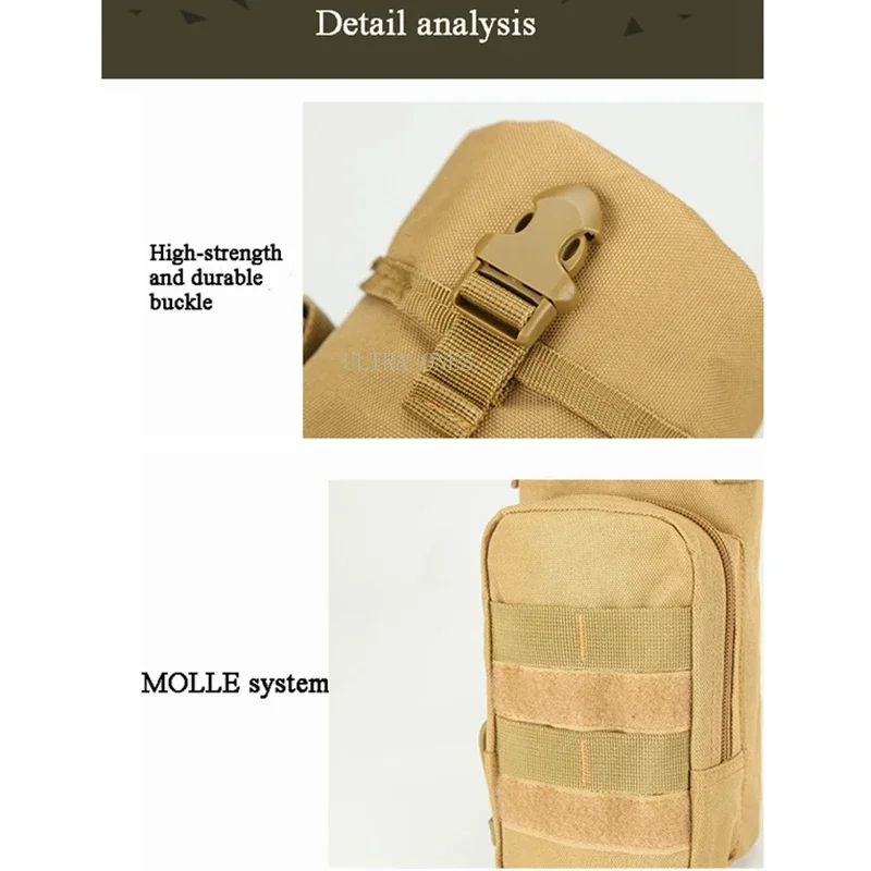 Bolsa para hervidor de agua al aire libre, senderismo, Camping, ciclismo, viaje, bolso de hombro, caza, deportes tácticos, botella de agua Molle, riñonera - imagen 5