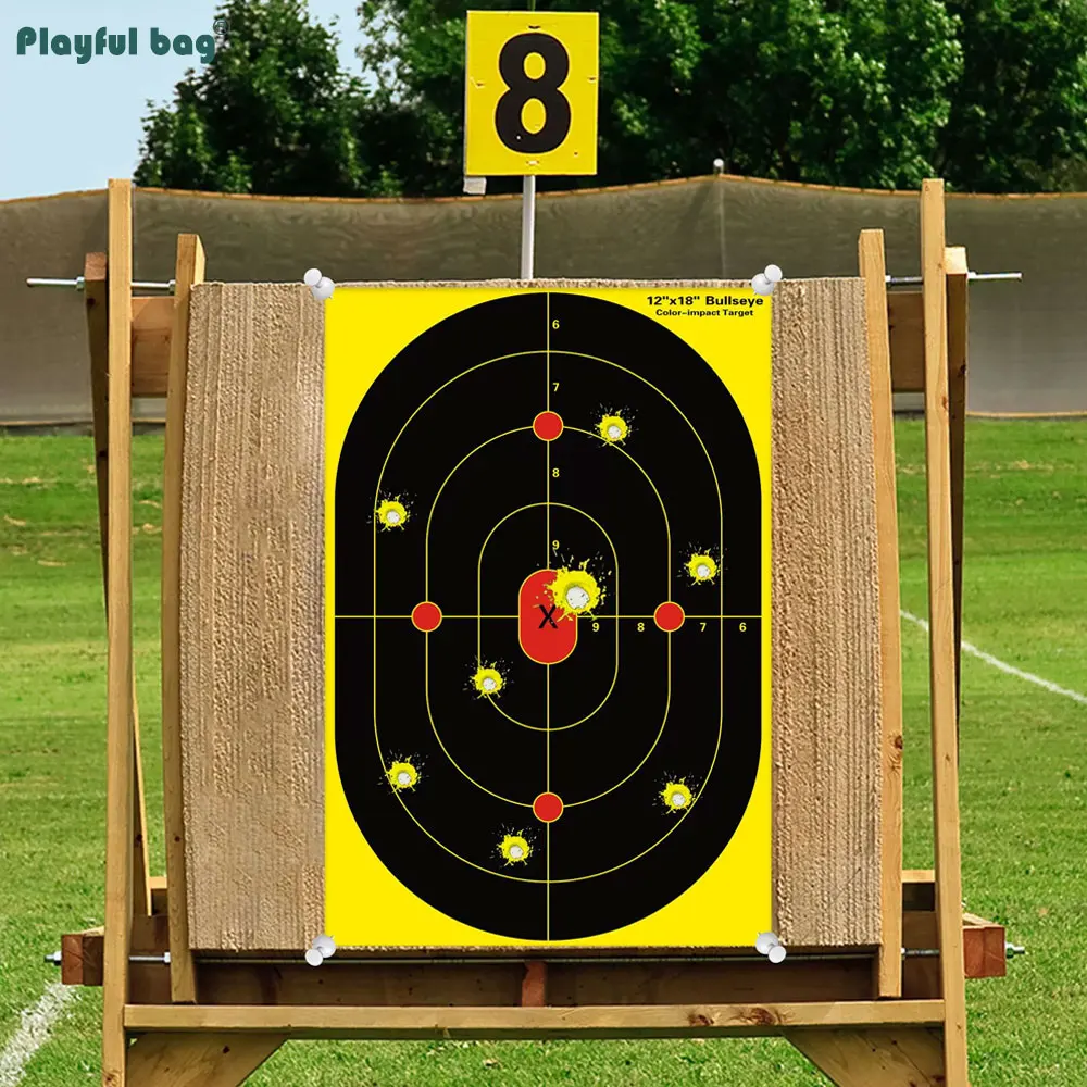 Pegatinas de objetivo contra salpicaduras amarillas de 12x18 pulgadas, práctica de tiro al aire libre, papel de destino para salpicaduras, tirachinas, entrenamiento Airsoft AQB182 - imagen 3