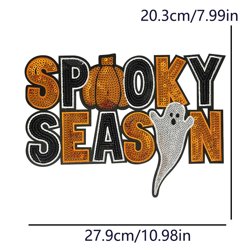 Parches de chenilla con lentejuelas para Halloween, parche para planchar y trucos para ropa, parche bordado grande para accesorios de ropa, regalos - imagen 5