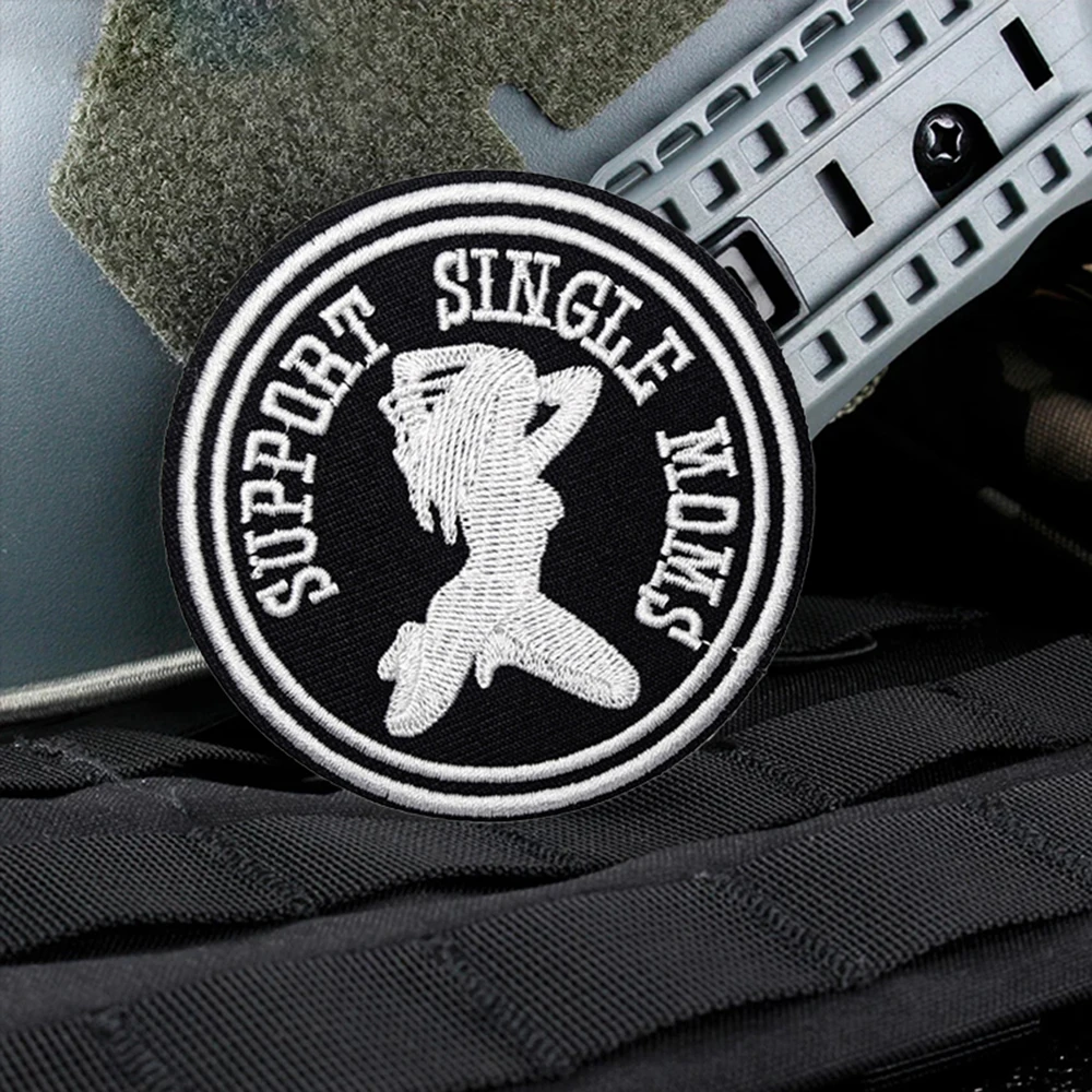Soporte para mamás solteras, parche táctico de Velcros, divertido cierre de gancho y bucle, insignia de moral bordada militar para mochila Molle