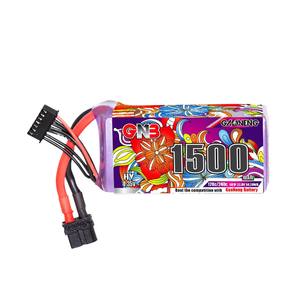 GNB-batería recargable para helicóptero RC, cuadricóptero, FPV, Drone de carreras, piezas de repuesto, HV, 6s, Lipo, 22,8 v, 1500mAh, 120c/240c - imagen 2