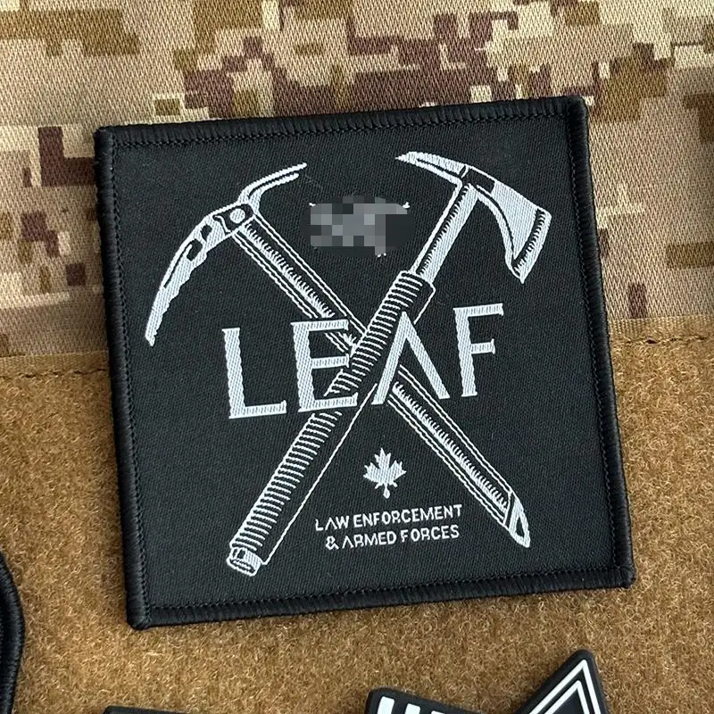 Insignia para bolsa al aire libre, elemento de hoja, Insignia, pájaro, hacha de montañismo, etiqueta tejida de cáscara dura, brazalete, parche planchado de costura personalizado - imagen 3