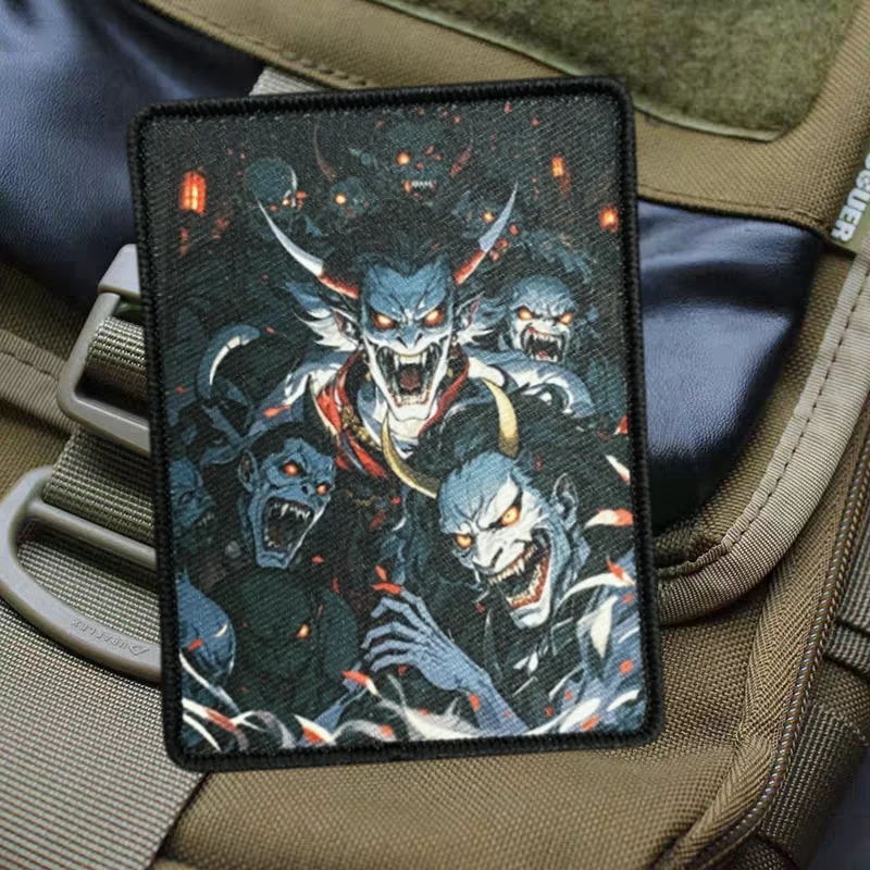 Parche con estampado de cien fantasmas para caminar por la noche, insignia de moral táctica militar con gancho y bucle, pegatinas para mochila, sombreros, parches para ropa