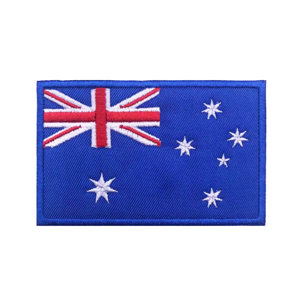 Parches bordados de la bandera australiana, banda para el brazo, Parche de gancho y lazo, insignia bordada de hierro, raya militar