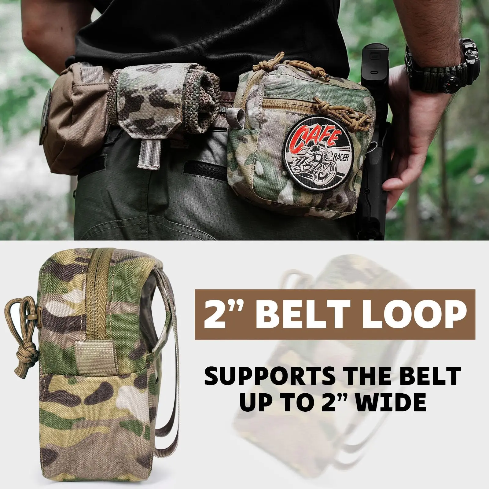 Bolsa táctica Molle Admin, pequeñas bolsas GP de uso General con Panel de bucle para chaleco, cinturones para pistola, mochila como bolsa de almacenamiento expandida - imagen 5