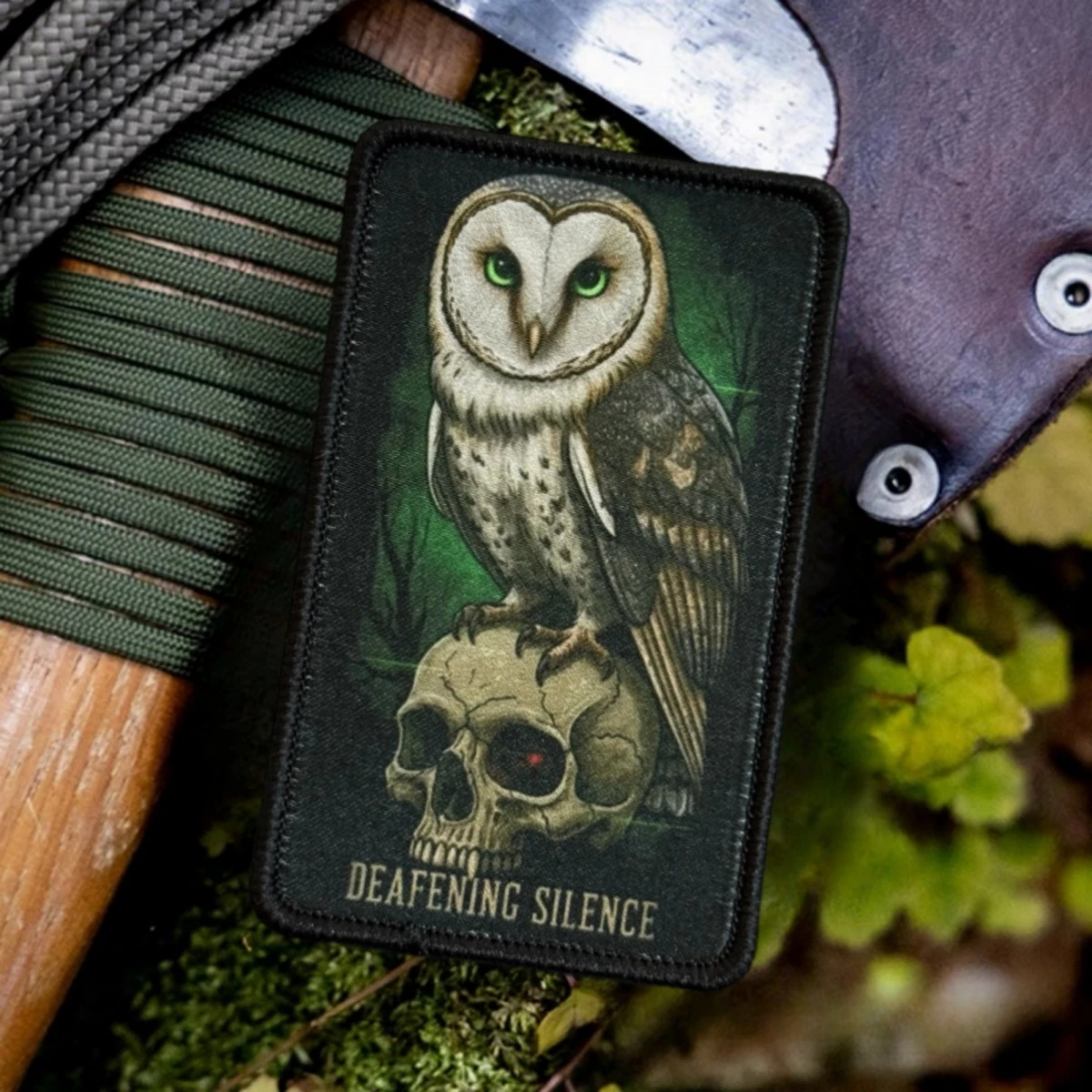 Parche táctico lechuza Barn Owl calavera silencio – gancho y bucle - imagen 2