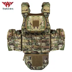 YAKEDA Chaleco portaplacas MOLLE táctico con hidratación camuflaje