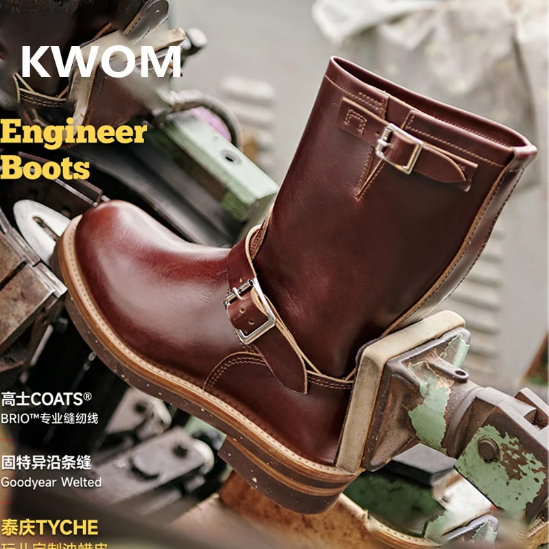KOWM zapatos de senderismo de piel de vaca botas de trekking hombres botas de ingeniero ropa de trabajo zapatos goodyear zapatos de tobillo de moda zapatillas de deporte casuales para caminar - imagen 2