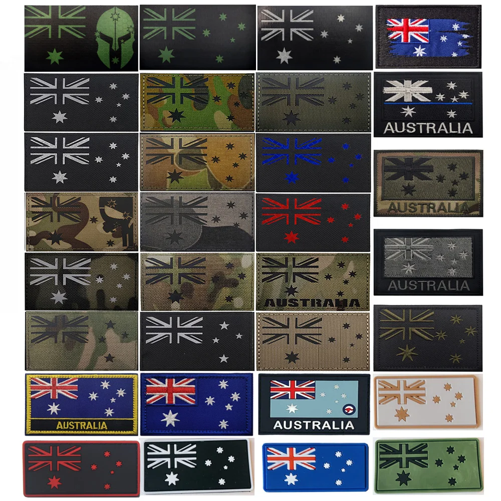 Parche reflectante bordado nacional de la bandera de Nueva Zelanda y Australia, apliques de PVC para bolsas tácticas, chaquetas, ropa, brazalete militar