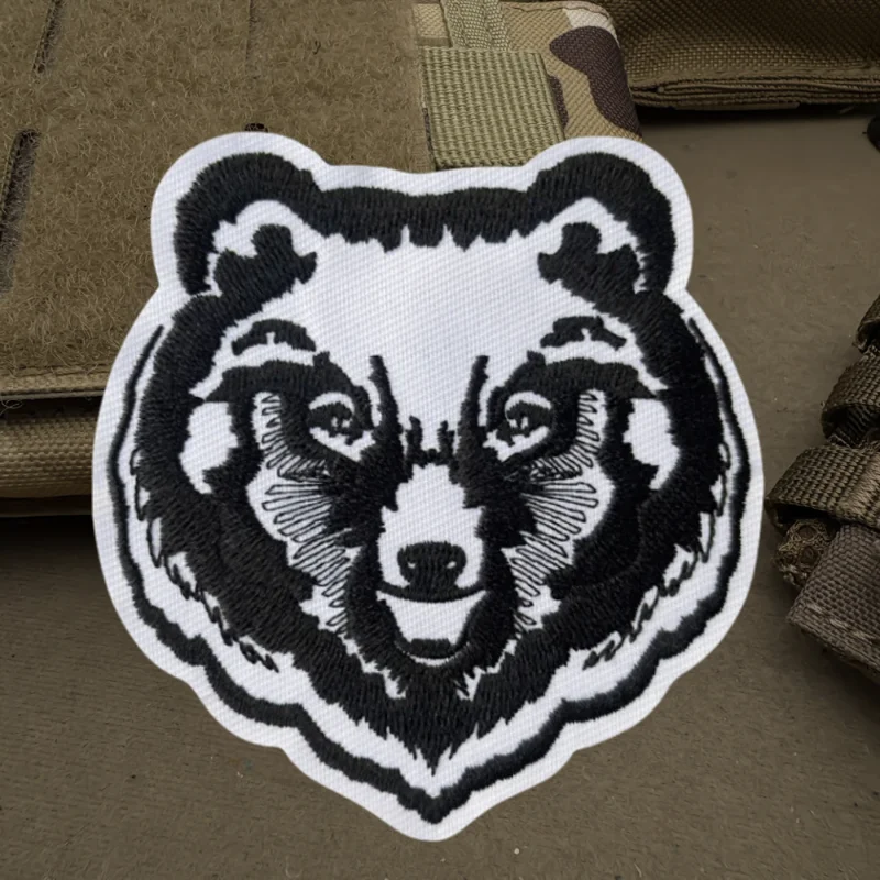 Parche bordado con cabeza de oso, chaleco táctico, sombreros con gancho y bucle, insignia de moral, mochila, pegatinas decorativas, parches para brazalete para ropa - imagen 4