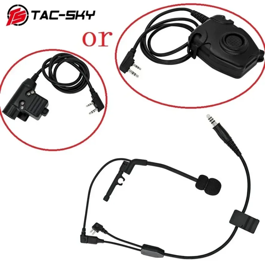 Kit de línea Y TAC-SKY, compatible con micrófonos U94 PTT o PELTO PTT y Comta para auriculares COMTAC de caza al aire libre - imagen 4