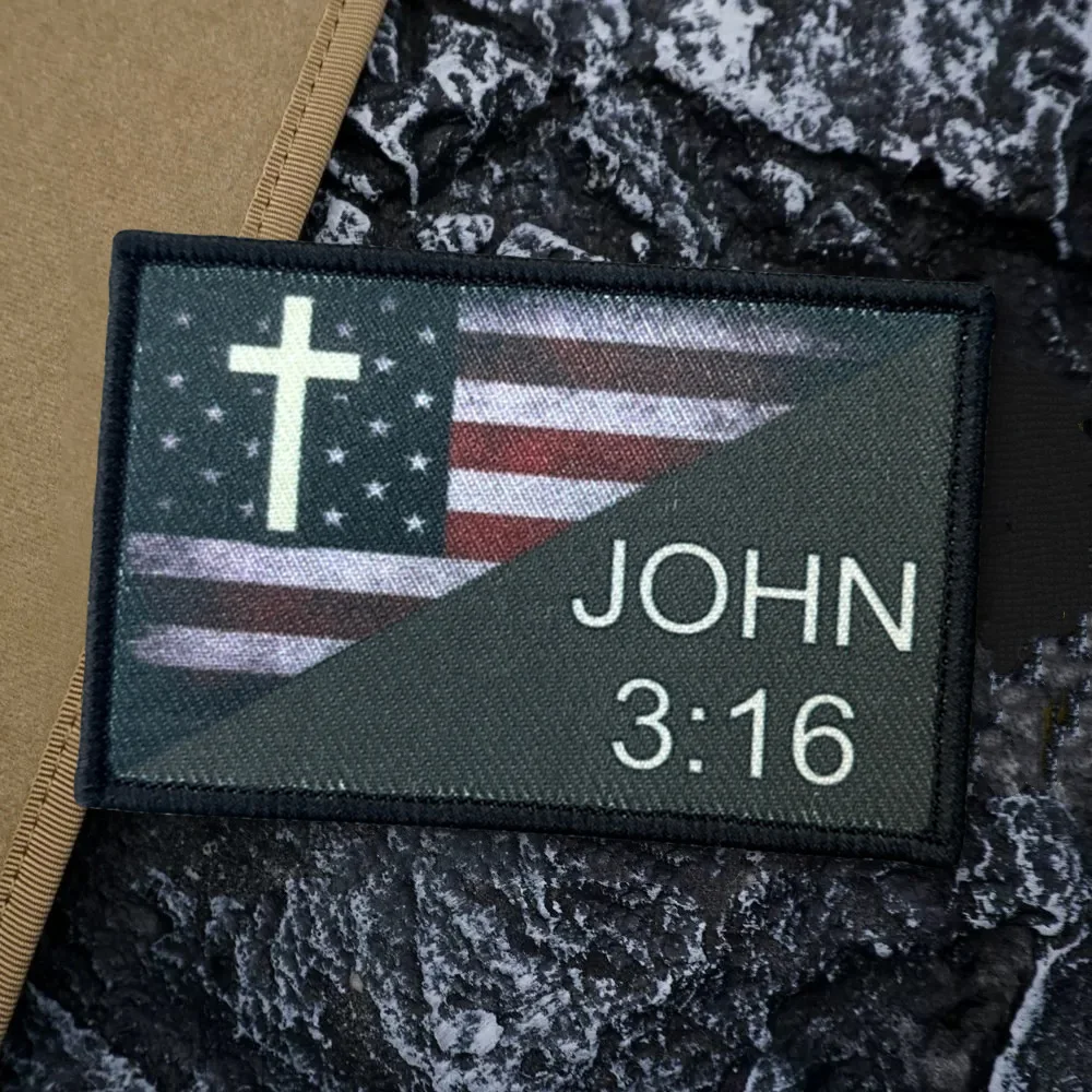 Parche táctico con bandera de John 3:16, parches de gancho y bucle, insignia de moral, brazalete del ejército militar, decoración, pegatinas para mochila - imagen 5
