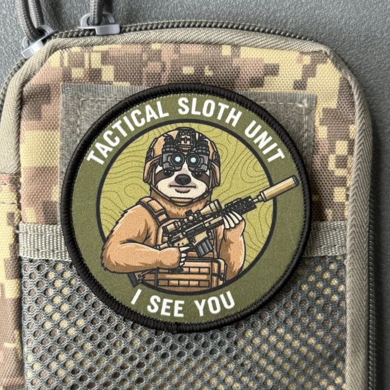 Parche táctico Unidad Sloth I See You impreso de velcro para mochila - imagen 5