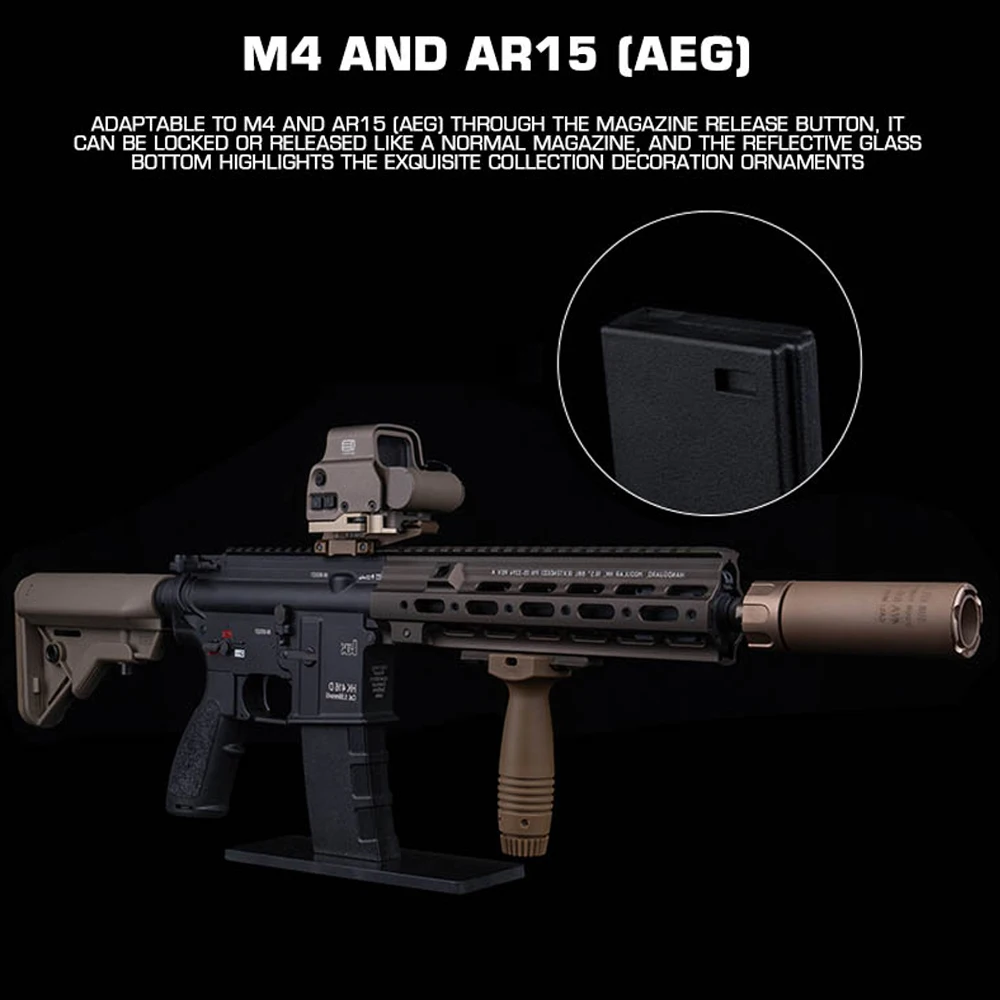 Soporte de exhibición AR15 versión AEG M4, estante para Rifle de caza Airsoft, equipo táctico, revista, Base de vidrio ABS, accesorios decorativos - imagen 5