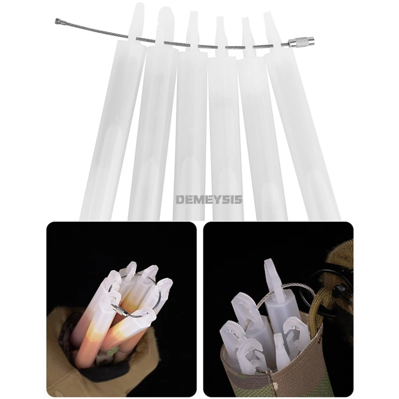 Bolsa de almacenamiento portátil con varilla fluorescente con sistema MOLLE, paquete de 6 barras luminosas, bolsa de tienda, guardián de luces químicas para acampar al aire libre - imagen 5