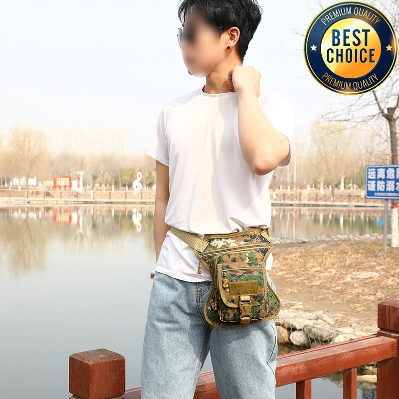 Nueva bolsa de pierna para motocicleta, riñonera impermeable de camuflaje, multifuncional para viajes al aire libre, senderismo, bolsa de pierna portátil para motocicleta - imagen 5