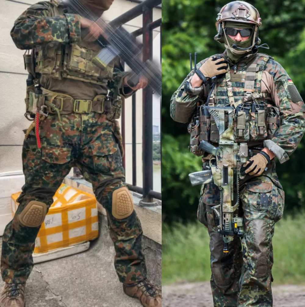 Traje de entrenamiento táctico estilo KSK G3, traje de rana, traje táctico de camuflaje manchado alemán Flecktarn, pantalones tácticos G3, traje de entrenamiento - imagen 2