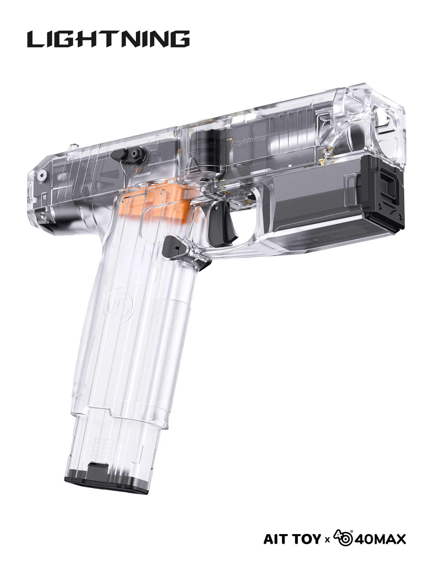 AIT Toy 40MAX Lightning Blaster espuma sin escobillas OLED transparente