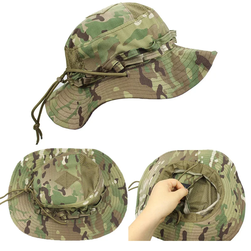 Sombrero panamá para hombre, sombrero de cubo, protector solar táctico, camuflaje, viajes al aire libre, escalada, pesca, entrenamiento, playa, sombrero de senderismo para hombre - imagen 5
