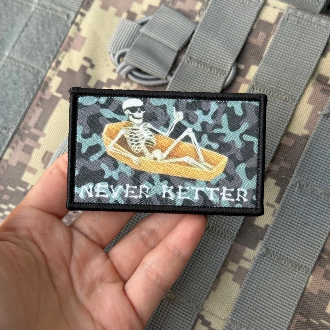Parche "Never Better", calavera táctica, moral, ejército militar, apliques personalizados, pegatina para mochila, parches de gancho y bucle de PVC para ropa - imagen 3