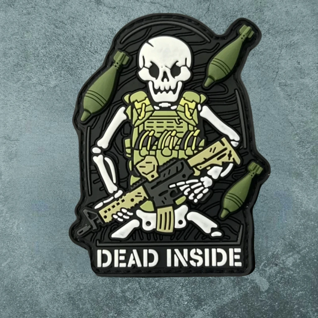 Parche de PVC 3D Dead Inside, brazalete táctico militar con calavera, gancho de PVC, insignia de moral, mochila, sombrero, pegatinas, parches para ropa - imagen 3