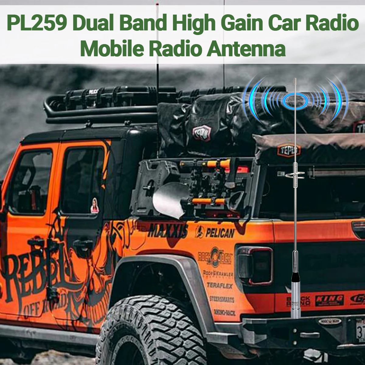 ABBREE AR-770S antena móvil para coche PL259 banda Dual de alta ganancia para TYT Baojie BJ-218 AR-2520 AR-M70 Radio móvil para coche aficionado - imagen 4