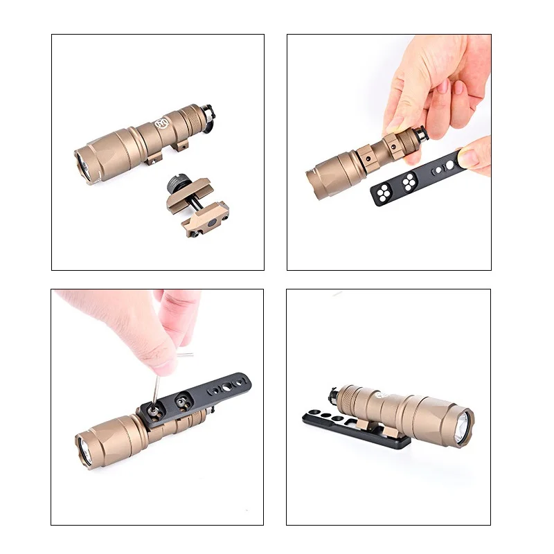 Keymod táctico de luz en línea para Mlok Keymod, Base de linterna, arma, luz de explorador, Rail Tatical Surefir M300 M600 - imagen 3