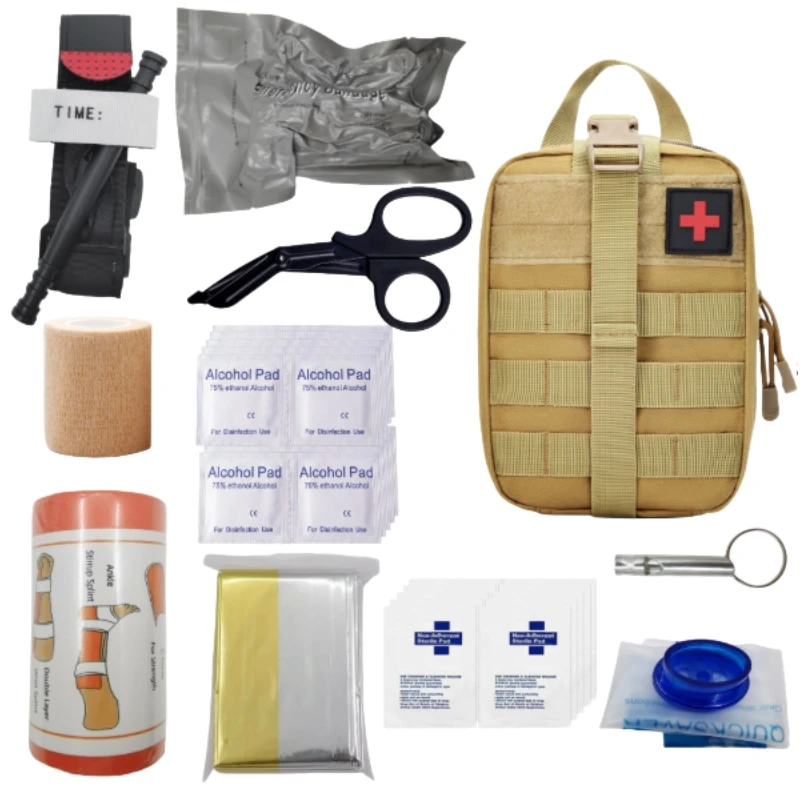 Kit de herramientas profesional de respuesta de emergencia, equipado con vendas, férulas y bolsas MOLLE de primeros auxilios