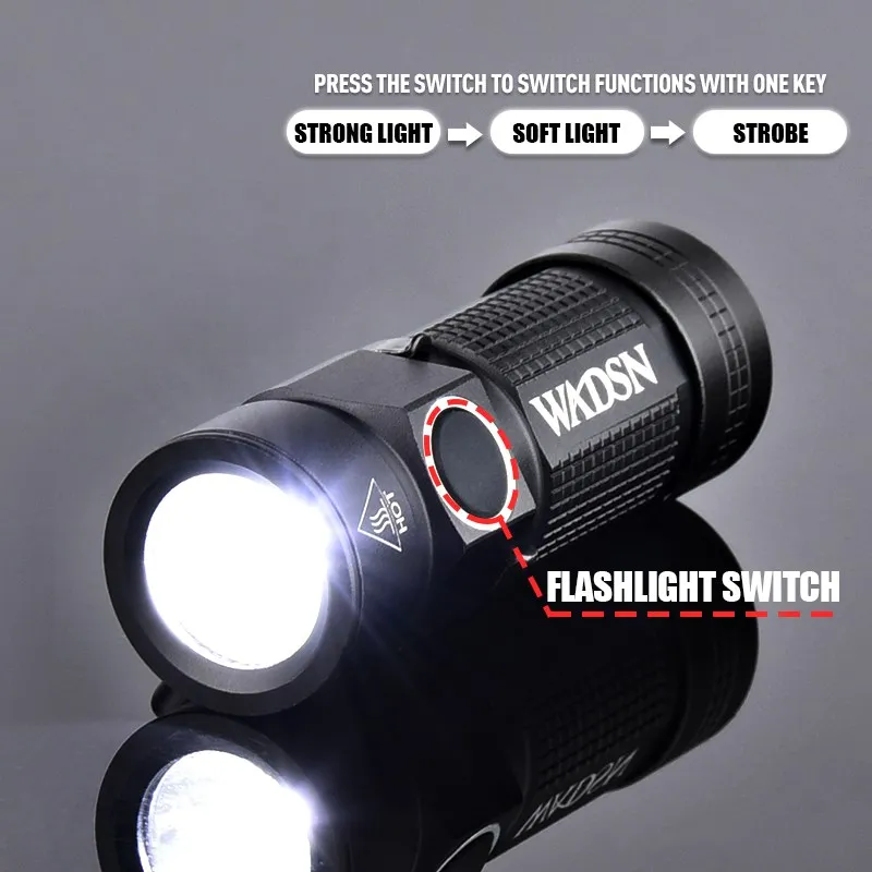 Wadsn-Mini casco rápido, luz táctica para caza al aire libre, linterna estroboscópica LED blanca, arma de Airsoft, luz de explorador, compatible con riel de 20MM - imagen 4