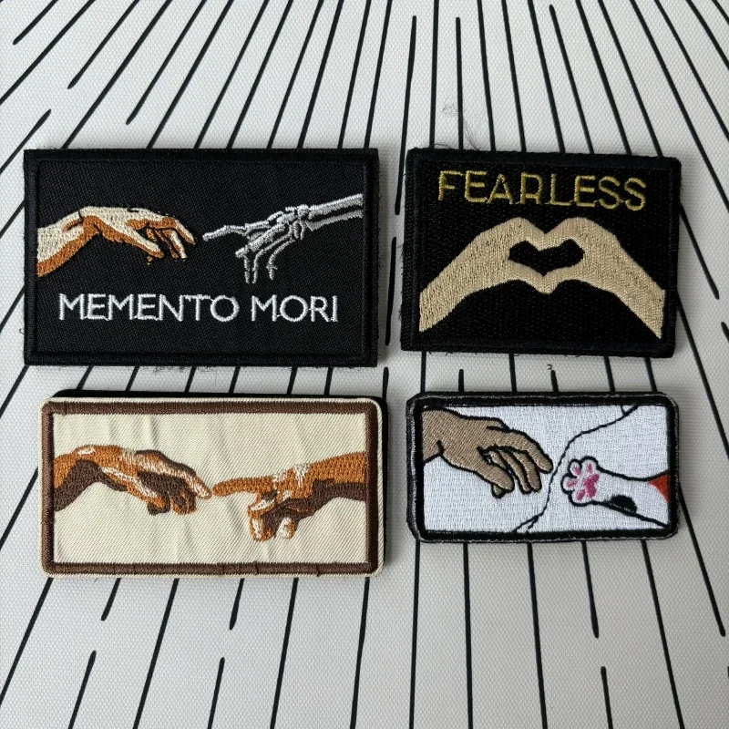 Memento Mori-parche bordado a mano con calavera, divertida creación de Adam, brazalete con gancho y bucle, insignia de moral, pegatinas tácticas para mochila - imagen 2