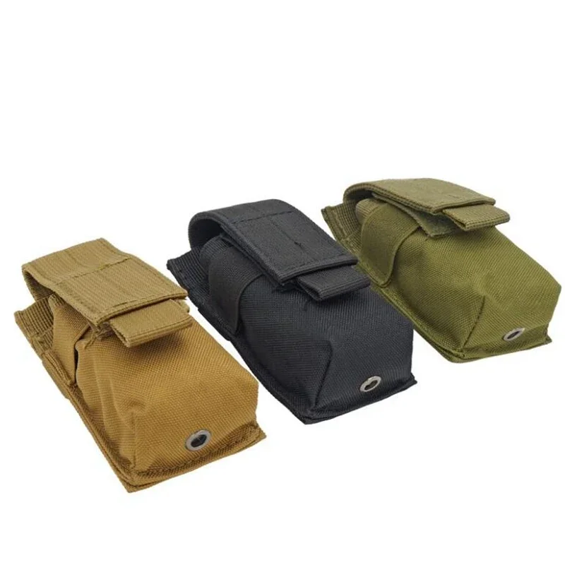 Bolsa para linterna Molle para caza al aire libre, soporte para linterna, estuche táctico para una sola revista, bolsa Mag de 9mm, funda para cuchillo para caza - imagen 3