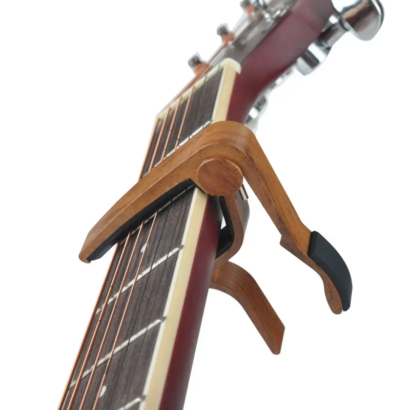 Capo de guitarra de Metal de grano de madera con cojín de silicona perfecto para afinación de ukelele de guitarra, accesorios de instrumentos musicales, Clip de guitarra - imagen 4
