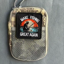 Parche Bordado Táctico de Moral con Diseño 'Vamos a Pescar Juntos', con Gancho y Bucle, para Mochilas, Ropa y como Adhesivo Decorativo para Brazalete