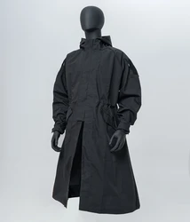 BACRAFT Abrigo Largo Táctico para Exteriores, Chaqueta de Laboratorio Mejorada, Bata Larga Crepé Imitación Cáñamo, Cortavientos