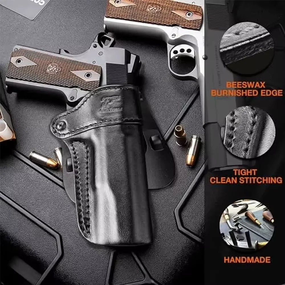 Funda de cuero derecha para Colt/Kimber 1911 sin riel - imagen 5