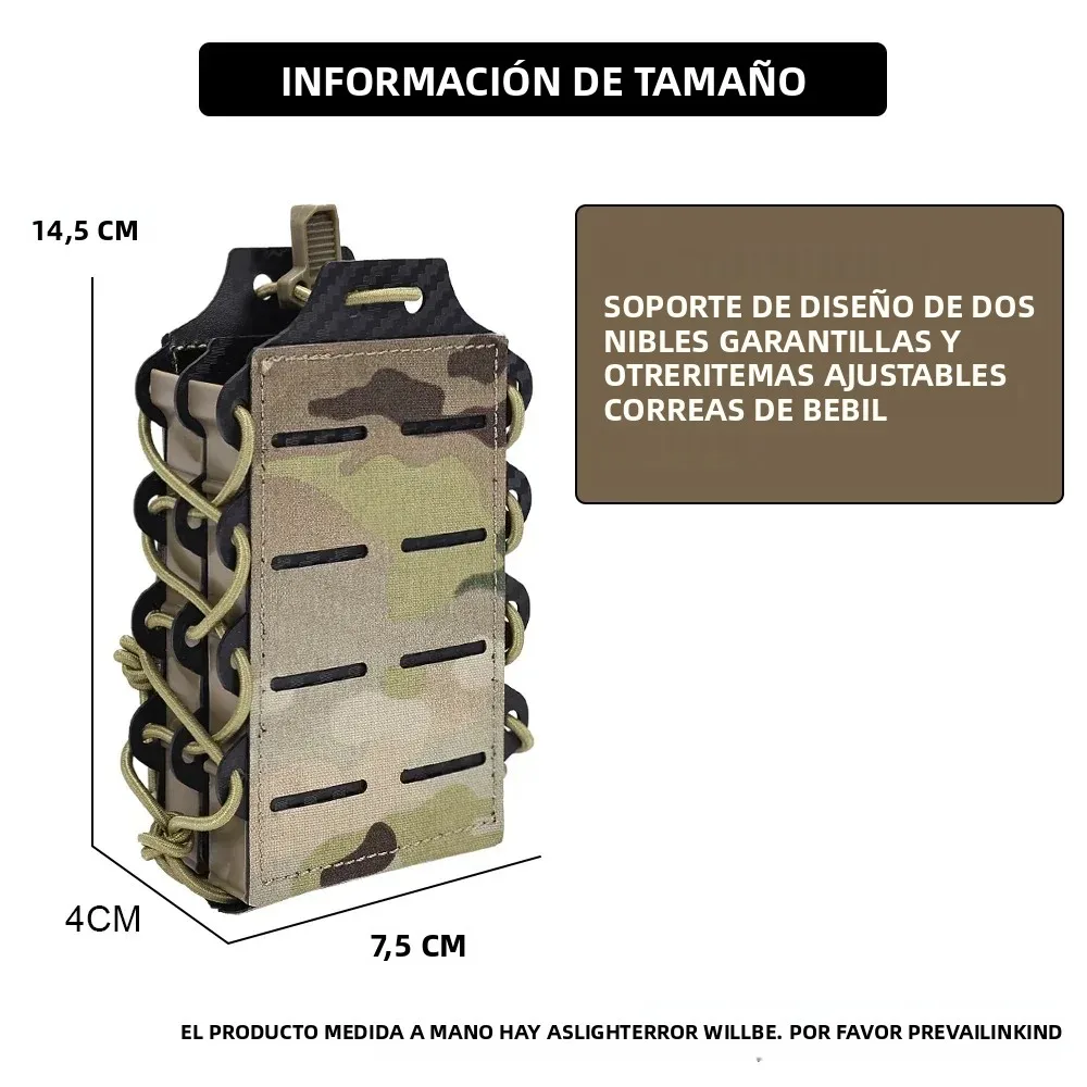 Bolsa táctica Molle de doble capa para revista Mag, bolsa para 5,56/7,62 M4 AK AR15 Laser Mag, soporte para revista, equipo de caza - imagen 3