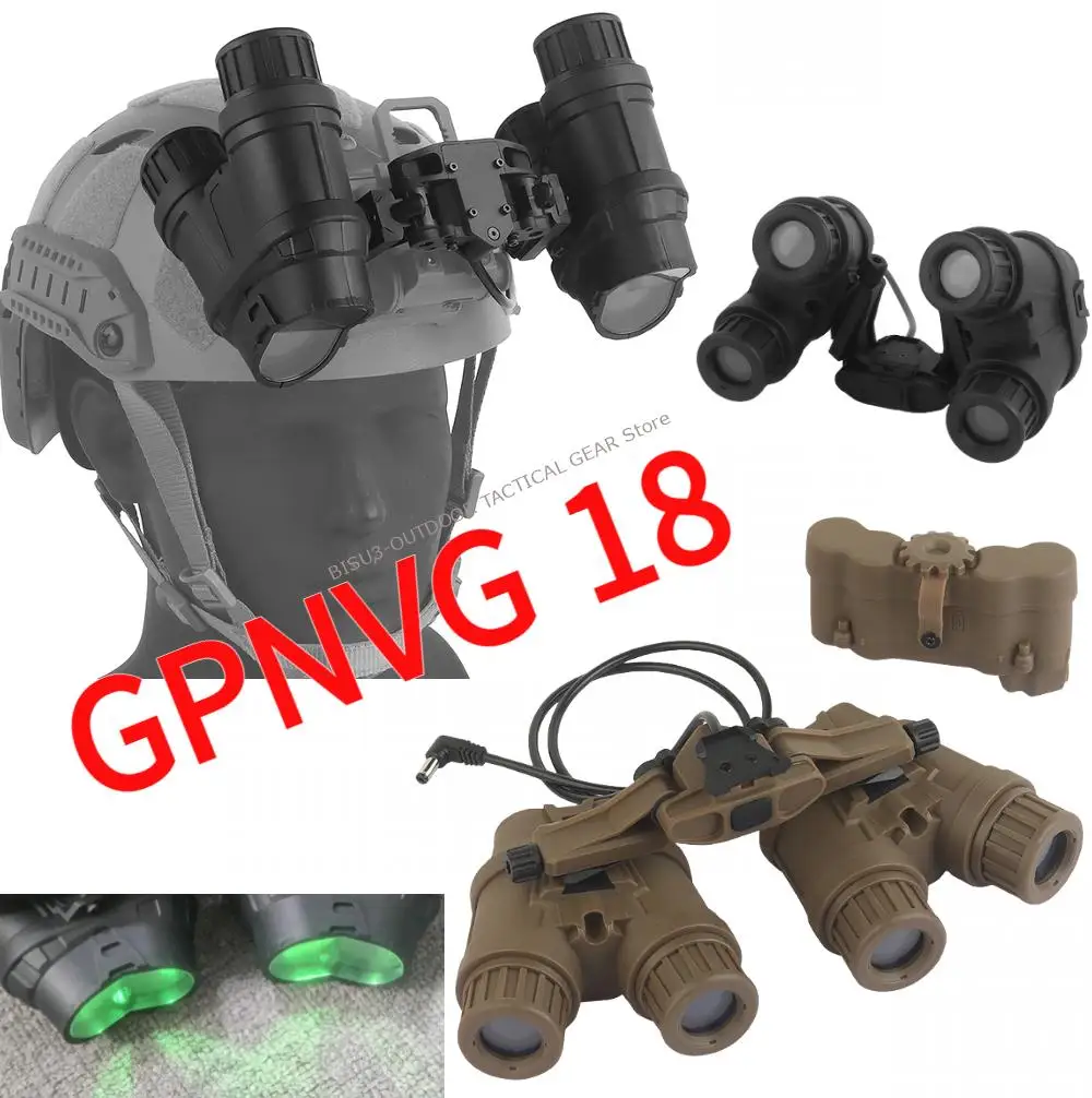 Tactical Airsoft iluminado Visible NVG giro lateral GPNVG18 gafas de visión nocturna modelo simulado + soporte de montaje para casco L4G24 NVG - imagen 2