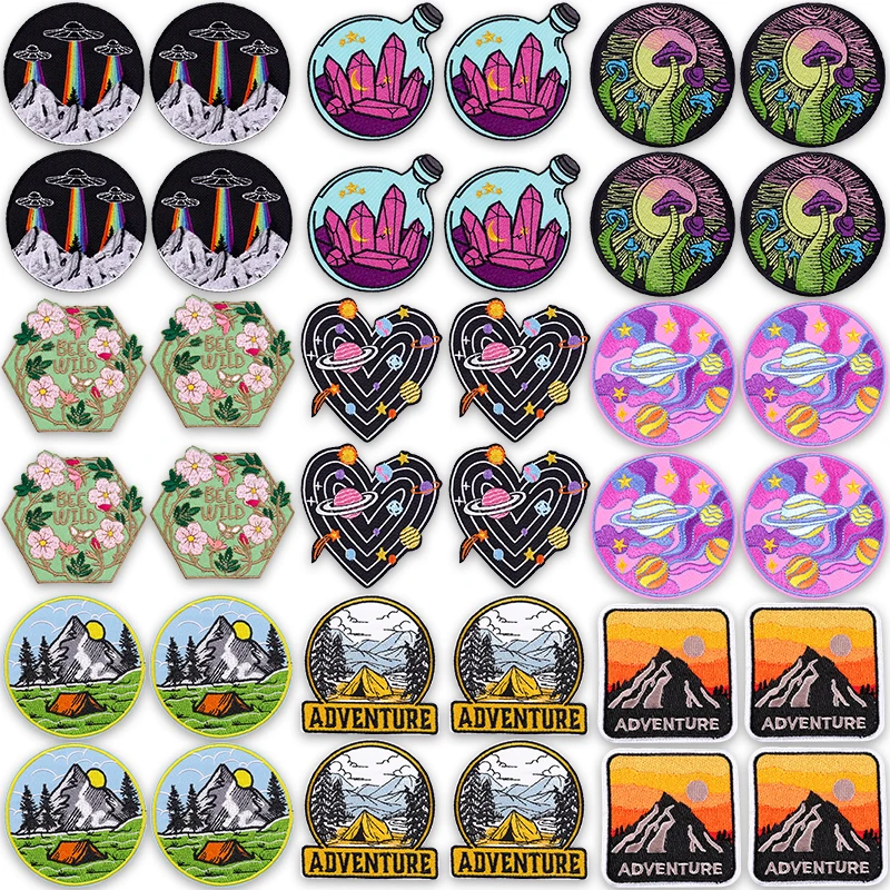 10 unids/lote parche para senderismo de montaña al aire libre Van Gogh impresionista hierro en parches bordados en ropa parches artísticos para chaqueta