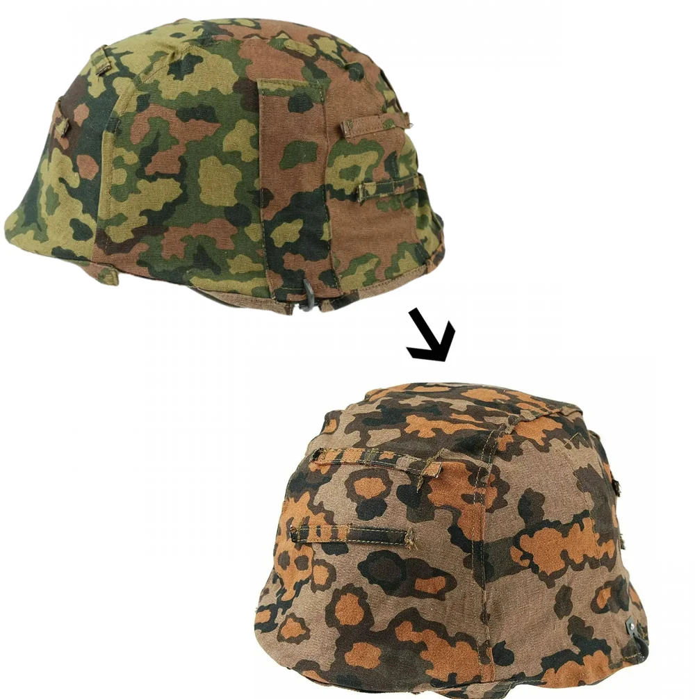 Cubierta de casco Reversible de élite alemana M35 M40 de la Segunda Guerra Mundial, cubierta de casco de camuflaje de roble para primavera y otoño, cubierta de casco de camuflaje militar SS DOT44 Stahlhelm