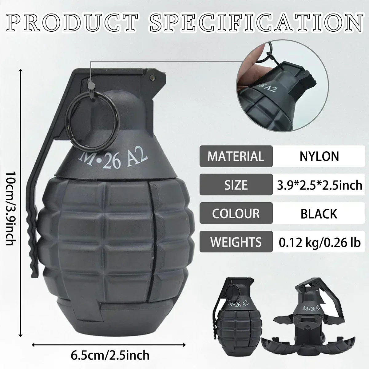 Juguete de Granada recargable táctica CS, juguetes de Granadas de mano, modelo de juguete, juegos de batalla de impacto alimentados por resorte, Paintball táctico Airsoft - imagen 5