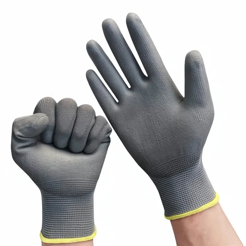 12 /24/36 pares de guantes negros/grises/horticultura, guantes de trabajo de seguridad, guantes de reparación, guantes recubiertos de palma, suministros para reparadores de carpintero - imagen 3