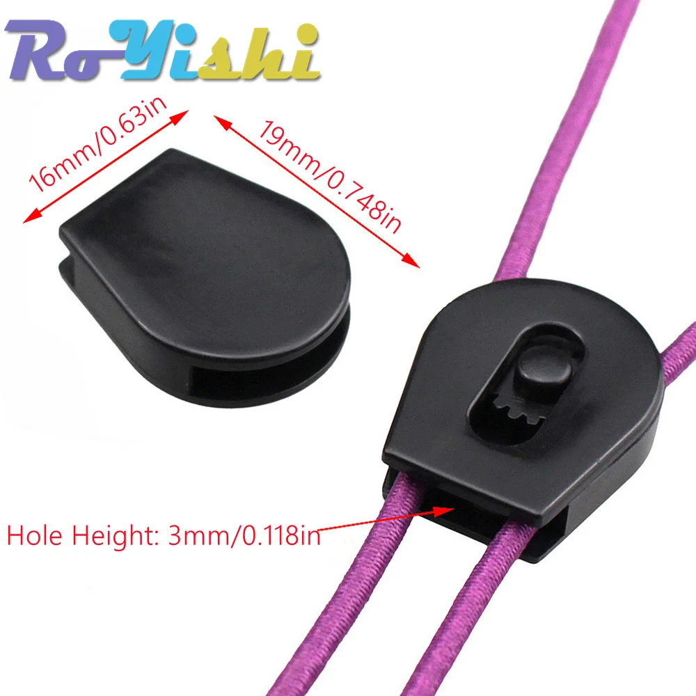 10 unids/pack 1/8 "(3mm) extremos de bloqueo de cable tapón cordón deslizante rueda de plástico cuerdas funciona bien para bolsa de tela de zapatos - imagen 2