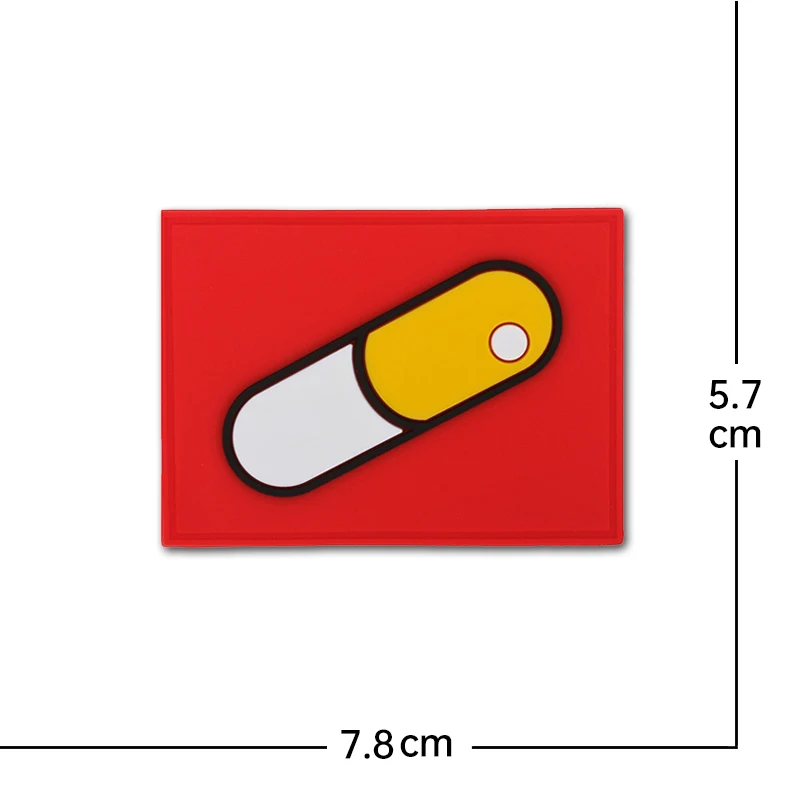 Goma de PVC con parche de gancho, insignia de brazalete militar táctico, pegatina de tela, apliques de emblema de hombro DIY, píldora azul y amarilla de dibujos animados - imagen 4