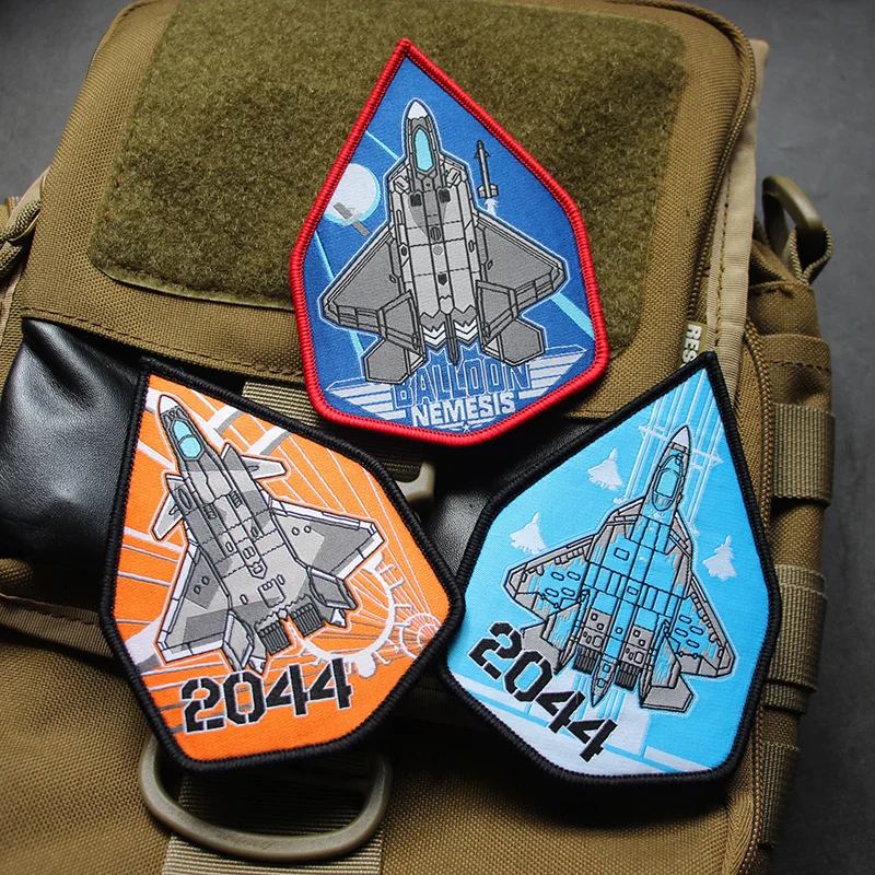 Insignia personalizada para fanáticos militares de la tierra, brazalete tejido, insignia de moral táctica J20C, parche de gancho para mochila - imagen 3