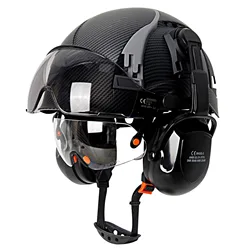 Casco de seguridad CE con ventilación regulable y orejeras dobles